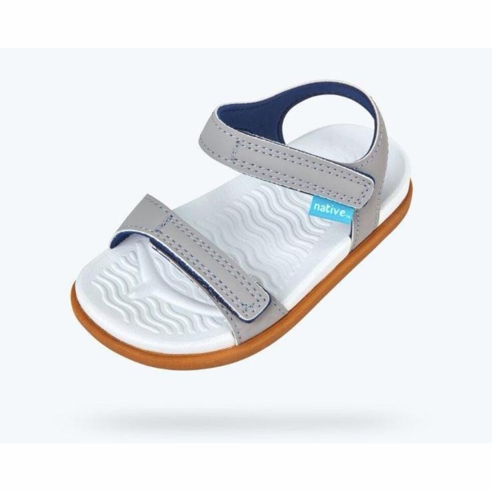 Native Kids Grey and White Adjustable Velcro Sandals
